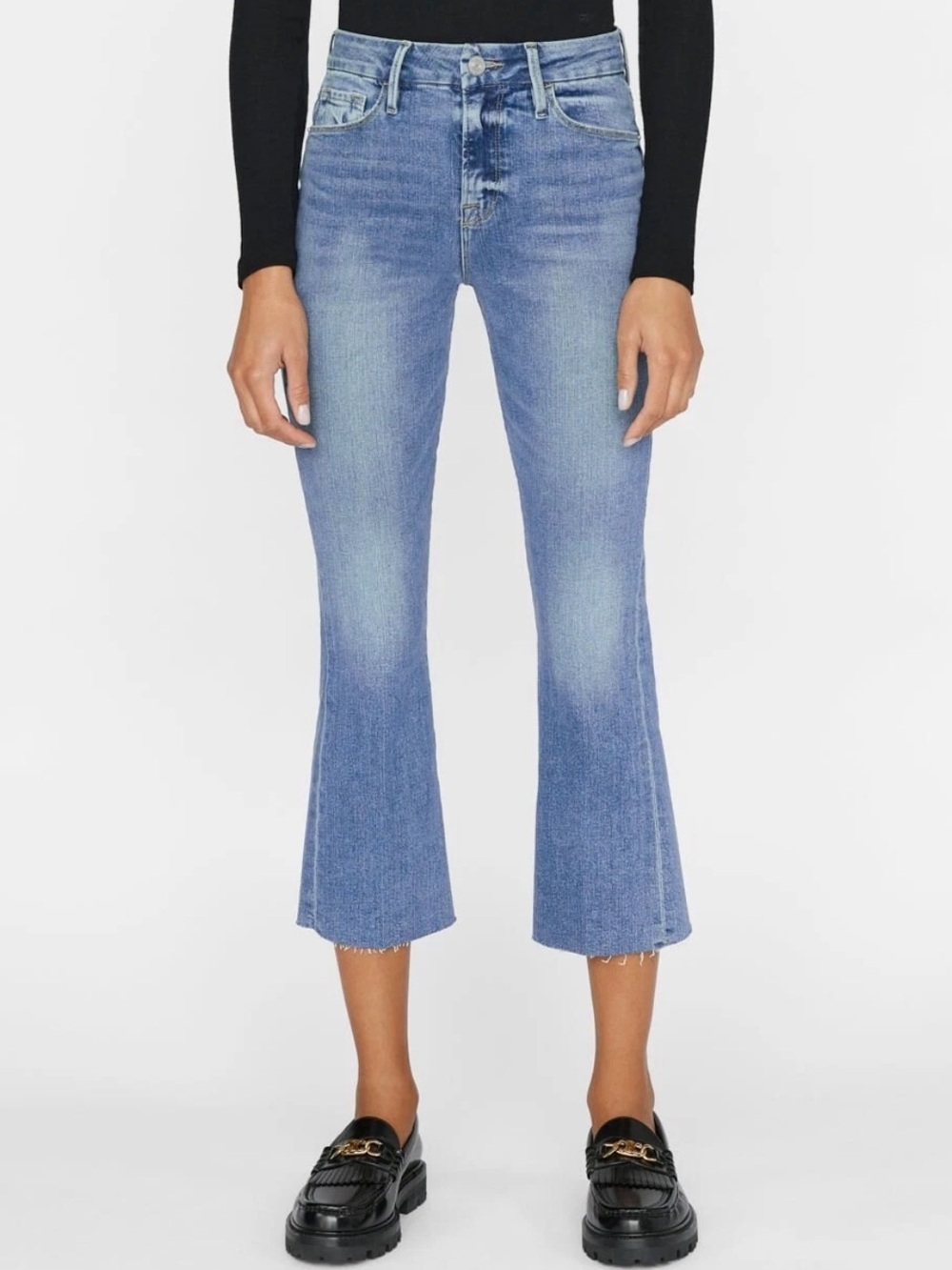 Frame Le Crop Mini Boot Frayed Hem Cropped Jeans